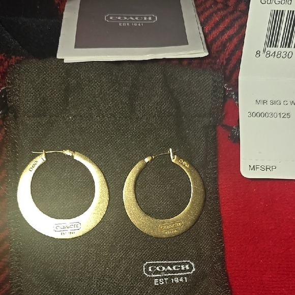 Coach Signature Gold Hoop Earrings - Picture 2 of 3